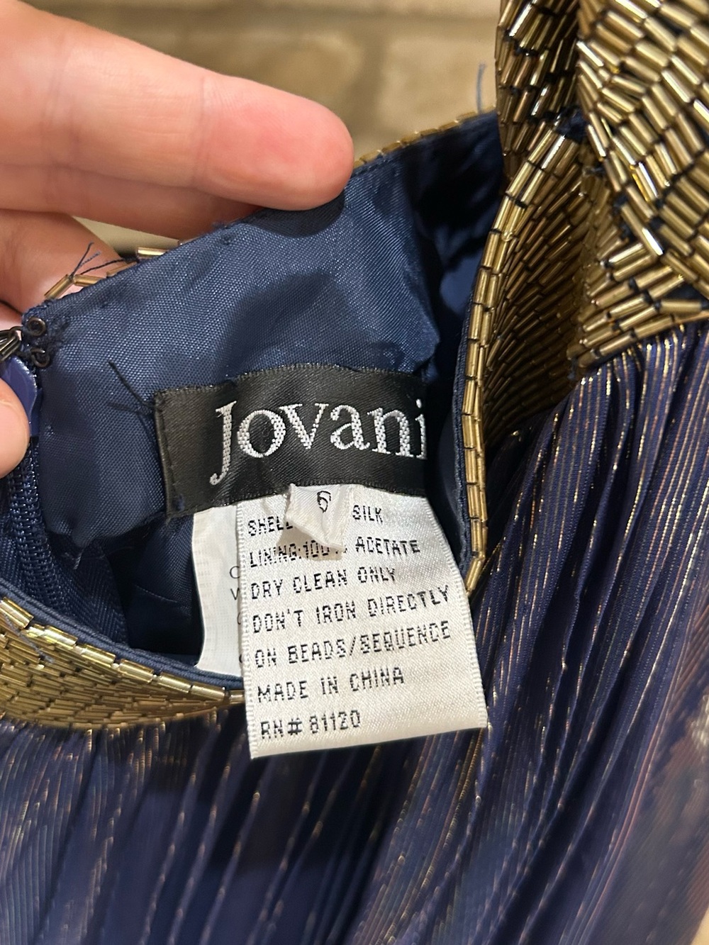 Jovani Metallic Navy and Gold Pleated Maxi Skirt EUC - Picture 2 of 3